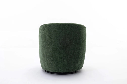 037-Chenille Fabric Swivel Accent Armchair Barrel Chair With Black Powder Coating Metal Ring,Green Default -DTYStore