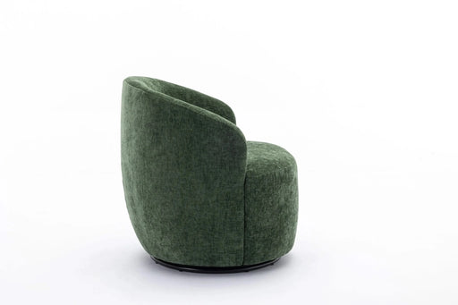 037-Chenille Fabric Swivel Accent Armchair Barrel Chair With Black Powder Coating Metal Ring,Green Default -DTYStore