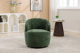 037-Chenille Fabric Swivel Accent Armchair Barrel Chair With Black Powder Coating Metal Ring,Green Default -DTYStore
