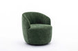 037-Chenille Fabric Swivel Accent Armchair Barrel Chair With Black Powder Coating Metal Ring,Green Default -DTYStore