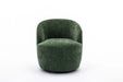 037-Chenille Fabric Swivel Accent Armchair Barrel Chair With Black Powder Coating Metal Ring,Green Default -DTYStore