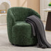037-Chenille Fabric Swivel Accent Armchair Barrel Chair With Black Powder Coating Metal Ring,Green Default -DTYStore