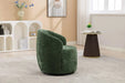 037-Chenille Fabric Swivel Accent Armchair Barrel Chair With Black Powder Coating Metal Ring,Green Default -DTYStore