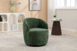 037-Chenille Fabric Swivel Accent Armchair Barrel Chair With Black Powder Coating Metal Ring,Green Default -DTYStore