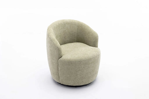 037-Chenille Fabric Swivel Accent Armchair Barrel Chair With Black Powder Coating Metal Ring,Light Green Default -DTYStore