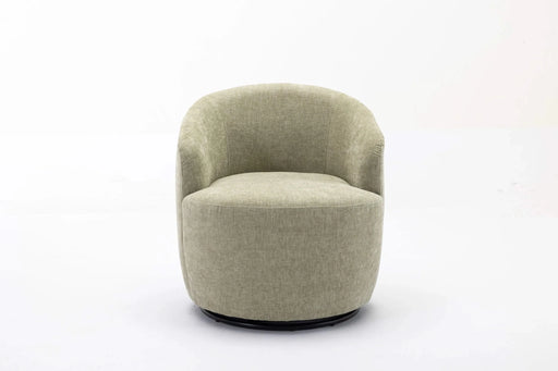 037-Chenille Fabric Swivel Accent Armchair Barrel Chair With Black Powder Coating Metal Ring,Light Green Default -DTYStore