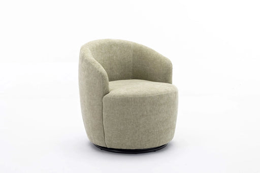 037-Chenille Fabric Swivel Accent Armchair Barrel Chair With Black Powder Coating Metal Ring,Light Green Default -DTYStore
