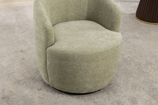 037-Chenille Fabric Swivel Accent Armchair Barrel Chair With Black Powder Coating Metal Ring,Light Green Default -DTYStore