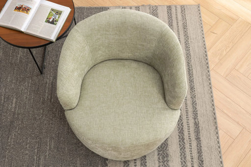 037-Chenille Fabric Swivel Accent Armchair Barrel Chair With Black Powder Coating Metal Ring,Light Green Default -DTYStore