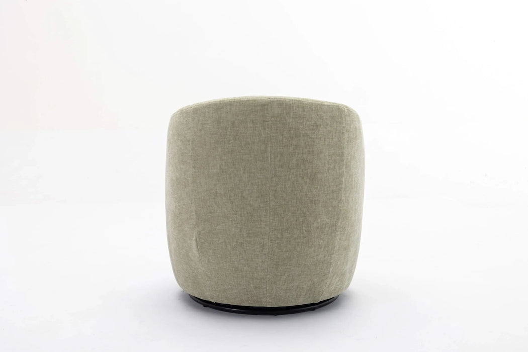 037-Chenille Fabric Swivel Accent Armchair Barrel Chair With Black Powder Coating Metal Ring,Light Green Default -DTYStore