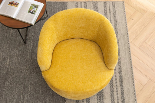 037-Chenille Fabric Swivel Accent Armchair Barrel Chair With Black Powder Coating Metal Ring,Yellow Default -DTYStore