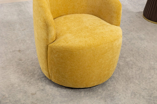 037-Chenille Fabric Swivel Accent Armchair Barrel Chair With Black Powder Coating Metal Ring,Yellow Default -DTYStore