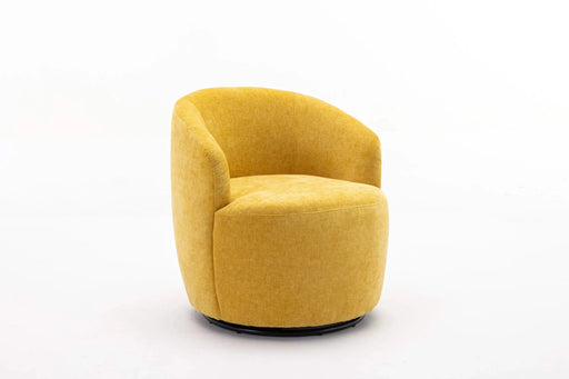 037-Chenille Fabric Swivel Accent Armchair Barrel Chair With Black Powder Coating Metal Ring,Yellow Default -DTYStore