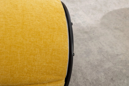 037-Chenille Fabric Swivel Accent Armchair Barrel Chair With Black Powder Coating Metal Ring,Yellow Default -DTYStore