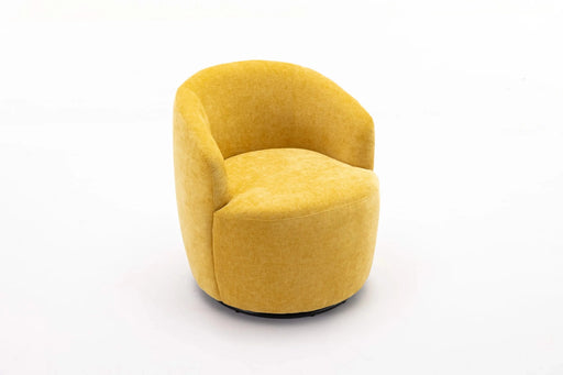 037-Chenille Fabric Swivel Accent Armchair Barrel Chair With Black Powder Coating Metal Ring,Yellow Default -DTYStore