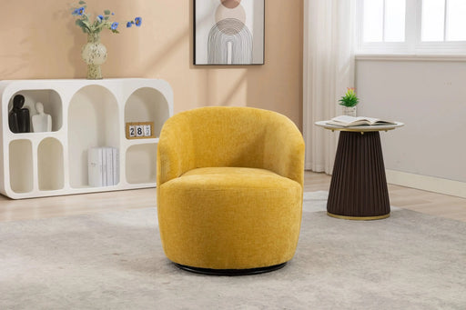 037-Chenille Fabric Swivel Accent Armchair Barrel Chair With Black Powder Coating Metal Ring,Yellow Default -DTYStore