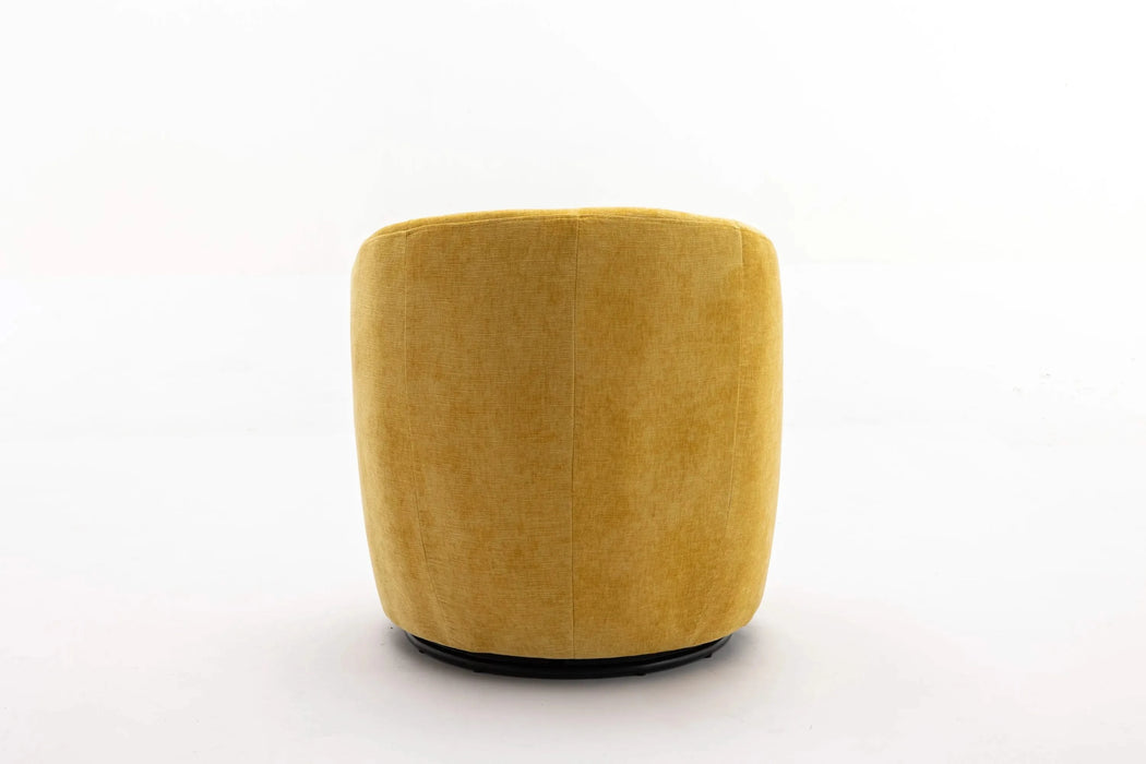 037-Chenille Fabric Swivel Accent Armchair Barrel Chair With Black Powder Coating Metal Ring,Yellow Default -DTYStore