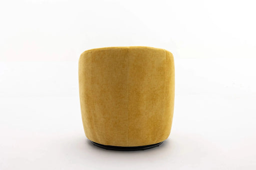 037-Chenille Fabric Swivel Accent Armchair Barrel Chair With Black Powder Coating Metal Ring,Yellow Default -DTYStore