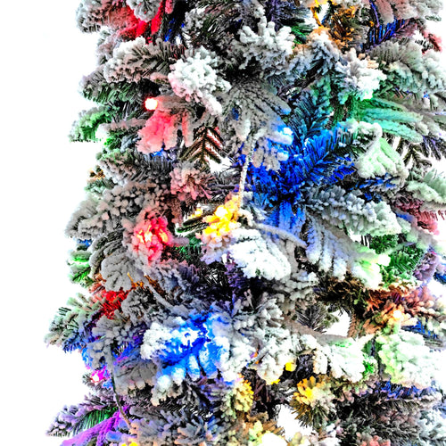 8FT, 6FT, 4FT x 3 Pre-Lit Pencil Christmas Trees, 5-set Slim Artificial Christmas Tree With Snow Flocking, Xmas Holiday Decoration Tree, 1820 Branch Tips, 350 LED Lights with 11 Lighting Modes - Image 7