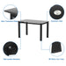 Modern Tempered Glass Black Dining Table, simple rectangular metal table legs living room kitchen table - DTYStore