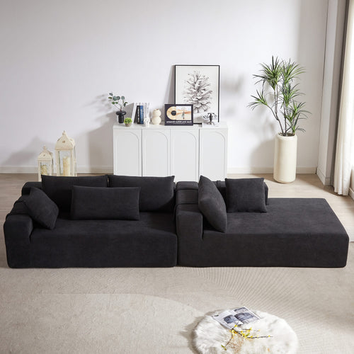 Modern Chenille Upholstered Sectional Sofa Couch Set,Modular 108' L Shaped Sectional Living Room Sofa Set With 6 Pillows,Free Combination Sofa Couch for Living Room,Bedroom(Right Chaise)W834P240010 - Image 13