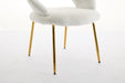 061-Set of 1 Teddy Fabric Dining Chairs With Curved Backrest and Golden Metal Legs for Kitchen or Dining Room ,White - DTYStore