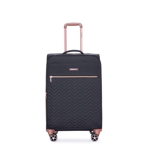 Lightweight Durable Black 4-Piece Softshell Suitcase Spinner Wheels Terylene Luggage Set - Image 13