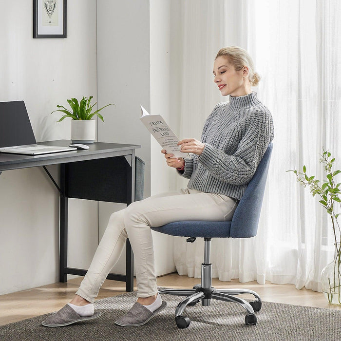 Armless Home Office Desk Chair with Wheels Adjustable Swivel Task Computer Vanity Chair for Small Spaces - DTYStore