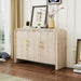 Retro Minimalist Curved Sideboard with Gold Handles and Adjustable Dividers for Living Room or Dining Room Natural Wood Wash