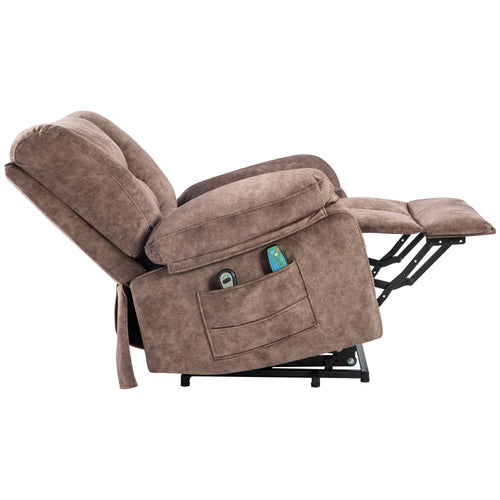 Comfortable Velvet Power Lift Recliner Chair Sofa with Massage and Heating for Elderly in Brown - Image 10