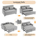 56.9" Loveseat Sofa Pull-out Sofa Bed Sleeper Sofa with a Reversible Backrest Cushion, Side Pockets, Two USB Ports and a Phone Holder for Living Room, Grey - DTYStore