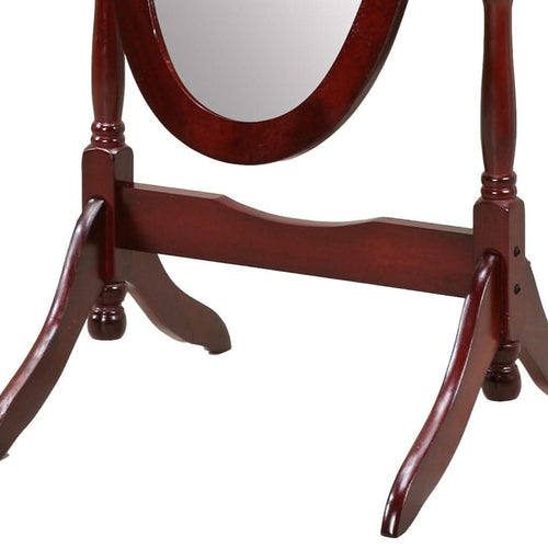 Traditional Queen Anna Style Wood Floor Cheval Mirror, Cherry Finish - Image 5
