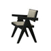 Contemporary Black Color 2pc Dining Arm Chairs Light Gray Fabric Upholstered Chairs Plank Arms Dining Room - DTYStore