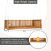 Patio Minimalist Twin Size Garden Swing Bed Wood Porch Swing with Ropes for Backyard, Safe Sloped Design, Teak - DTYStore