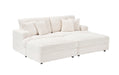 82 inches beige corduroy sofa, two storage feet +4 throw pillows, create a living room, office fashion new darling! - DTYStore