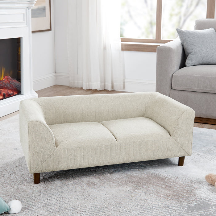 Pet sofa with backrest and armrests, modern rectangular pet sofa suitable for medium and large dogs, soft cushion comfortable dog sofa,--BEIGE