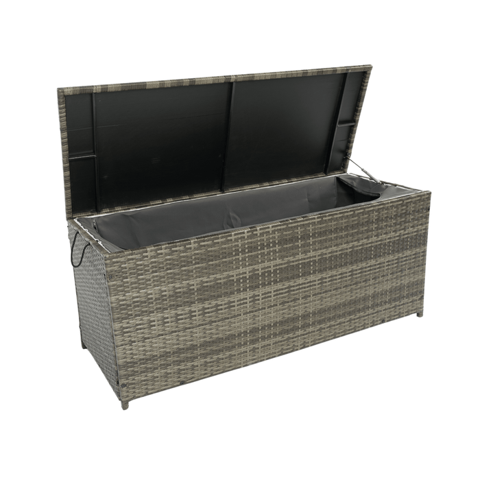 Outdoor Storage Box, 113 Gallon Wicker Patio Deck Boxes with Lid, Outdoor Cushion Storage for Kids Toys, Pillows, Towel Grey Wicker - DTYStore