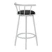 Barstool, Set Of 2, Swivel, Bar Height, Grey Metal, Black Leather Look, Contemporary, Modern - DTYStore