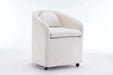 059-Set of 1 Chenille Fabric Dining Armchair With Back Cushion and Universal Wheels,Beige Default -DTYStore