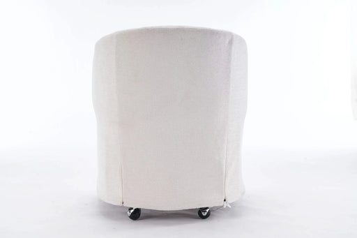 059-Set of 1 Chenille Fabric Dining Armchair With Back Cushion and Universal Wheels,Beige Default -DTYStore