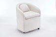059-Set of 1 Chenille Fabric Dining Armchair With Back Cushion and Universal Wheels,Beige Default -DTYStore