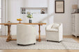 059-Set of 1 Chenille Fabric Dining Armchair With Back Cushion and Universal Wheels,Beige Default -DTYStore