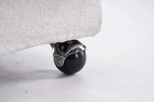 059-Set of 1 Chenille Fabric Dining Armchair With Back Cushion and Universal Wheels,Beige Default -DTYStore