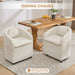 059-Set of 1 Chenille Fabric Dining Armchair With Back Cushion and Universal Wheels,Beige Default -DTYStore