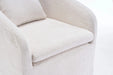 059-Set of 1 Chenille Fabric Dining Armchair With Back Cushion and Universal Wheels,Beige Default -DTYStore