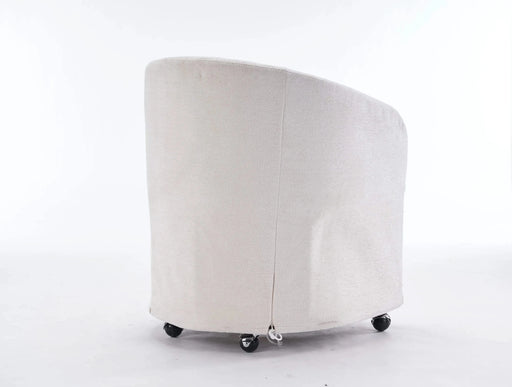 059-Set of 1 Chenille Fabric Dining Armchair With Back Cushion and Universal Wheels,Beige Default -DTYStore