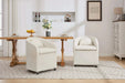 059-Set of 1 Chenille Fabric Dining Armchair With Back Cushion and Universal Wheels,Beige Default -DTYStore