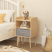 Nightstand With Collapsible Fabric Drawer, 2-Tier Storage End Table, Wood Side Table with Storage Cabinet or Kids, Adults - Oak - DTYStore
