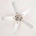 52'' Classical Crystal Ceiling Fan Lamp 5 Reversible Blades for Living Room, Dining Room, Bedroom, Family Room, Chrome (Hand Pull Chain) - DTYStore