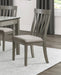 Dining Room Furniture Side Chairs 2pc Set Wire Brushed Light Gray Finish Vertical Slat Back Design Wooden Chairs Set - DTYStore